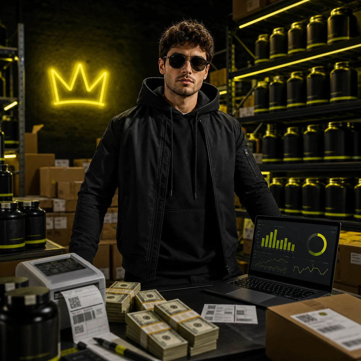 Successful supplement seller with inventory and sales dashboard